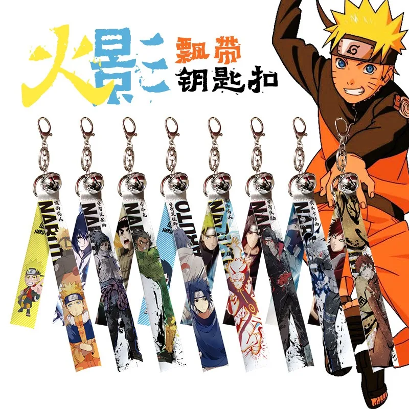 Llavero de cinta de Anime Naruto, colgante de mochila de Naruto y Sasuke y Kakashi, carillón de viento para niños y niñas, regalos de cumpleaños
