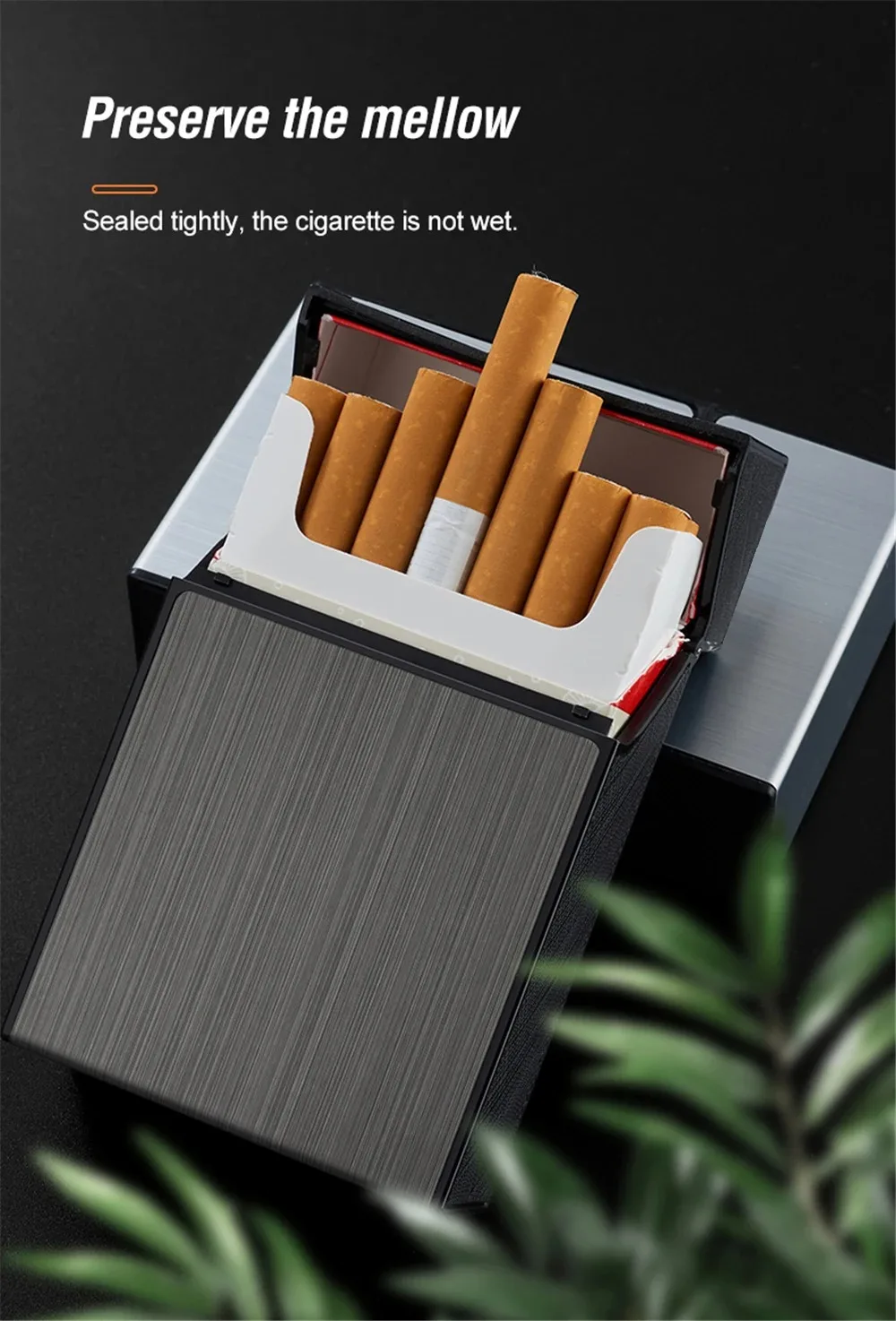 Portable Cigarette Case Metal Smoking Cigarette Box 20pcs Capacity Tobacco Holder Cigarettes Pack Cover Storage Box Men\'s Gadget