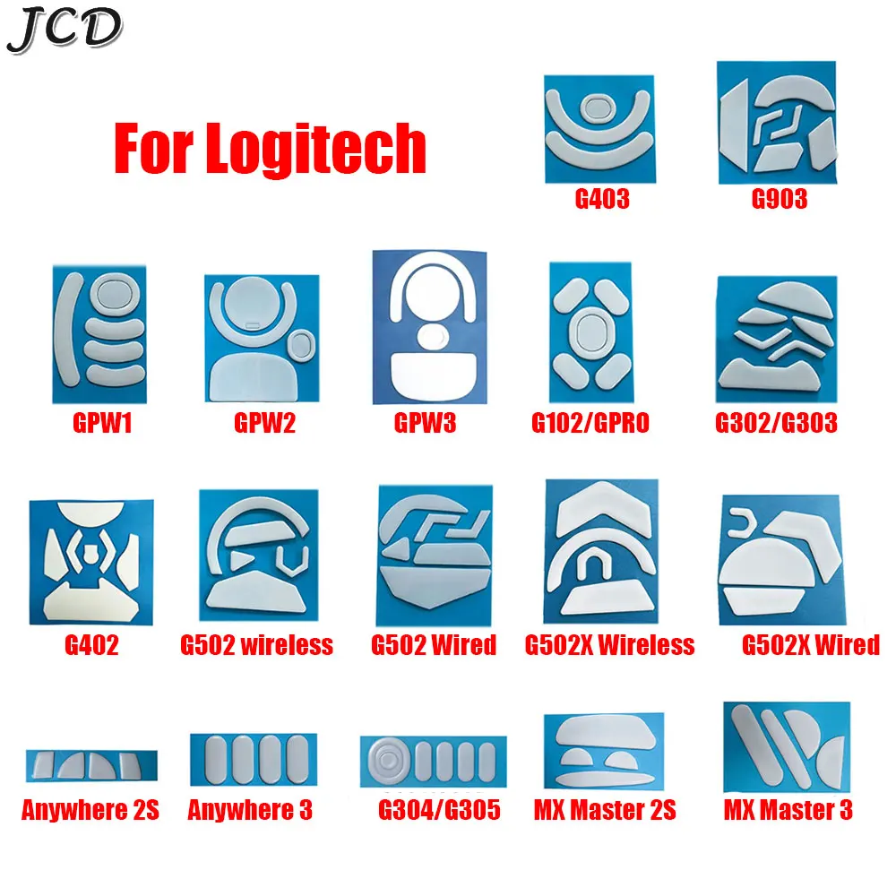 JCD 1Set White Mouse Feet Sticker For logitech G302 G303 G304 G305 G402 G405 GPRO G502 G502X G903 GPW Mouse Skates Feet Pads  ﻿