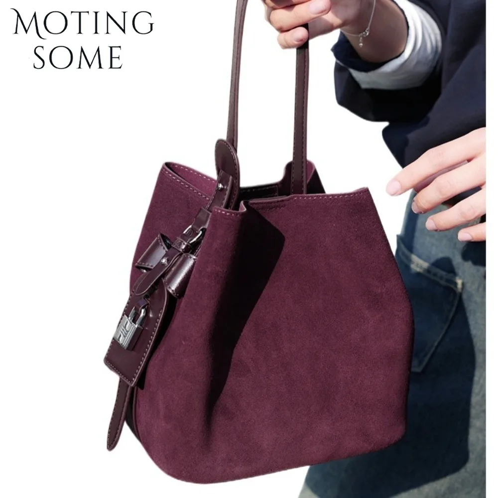 

Замшевая сумка в стиле ретро, женские сумки-ведра на плечо, роскошные матовые мягкие зимние кошельки из натуральной кожи, модная мини-сумка, новинка