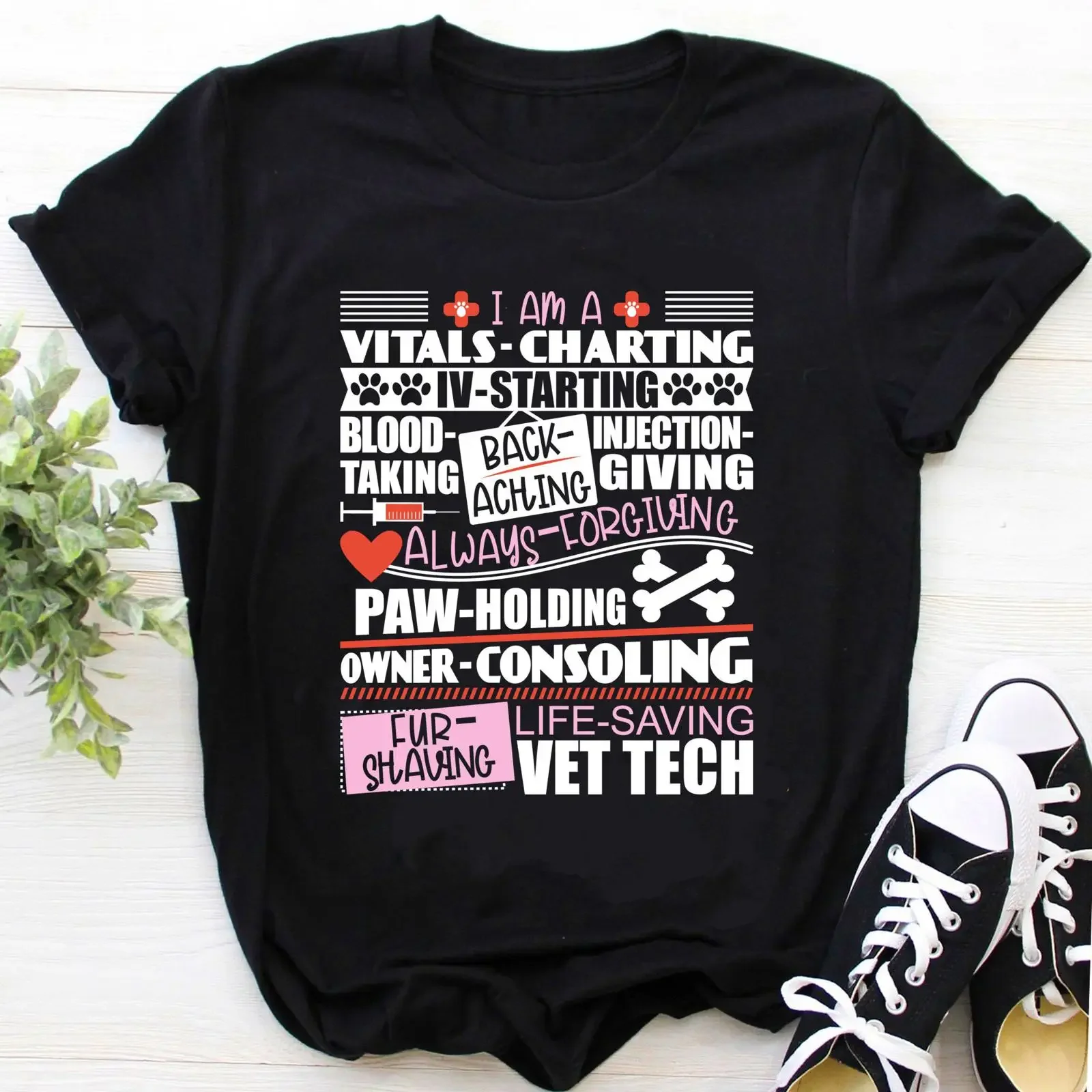Vet Tech T Shirt Veterinarian Technician Veterinary School Graduate vintage Washed Unisex fashion homme streetwear Stylish