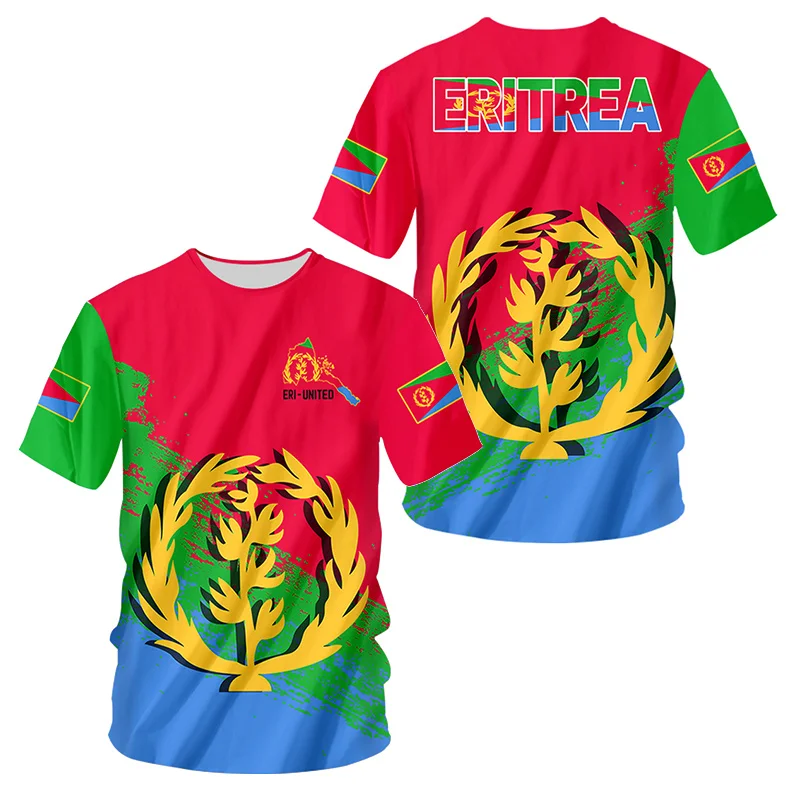 New Eritrean Flag 3d Printed T-Shirt For Men Casual Trend Sports Quick Drying Tee Shirt Round Neck Loose Short Sleeve Clothing