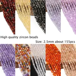2.5 mm Natural Cube Stone Beads Shiny Zircon Gem Faceted Square Smooth Beads For DIY Jewelry Making Women Bracelets Necklaces