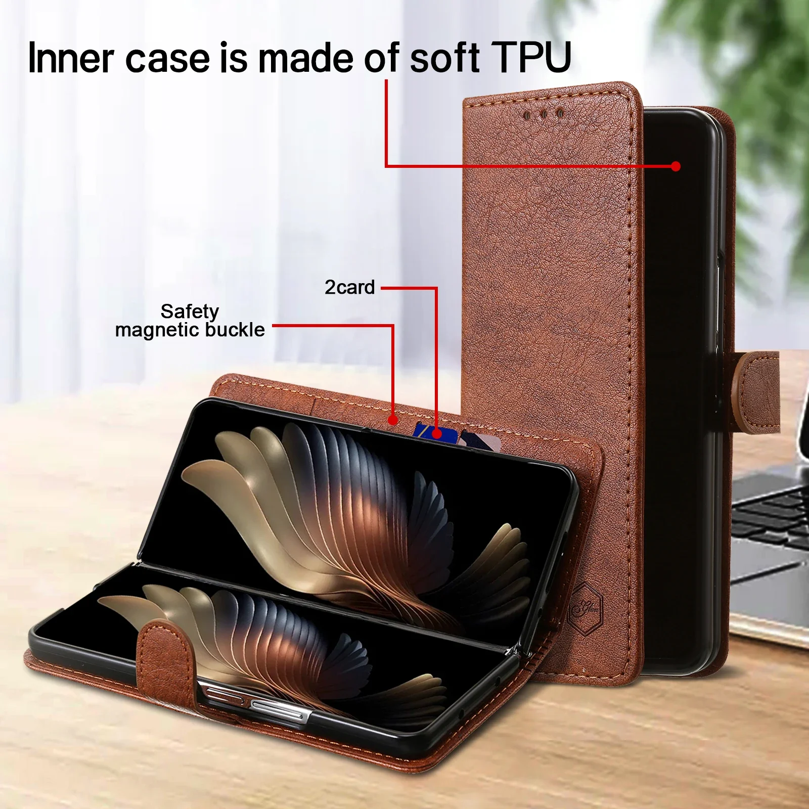 Flip Leather Cards Solt Wallet Phone Case For Samsung Galaxy Z Fold 6 5 4 3 5G Fold5 Fold4 Kickstand Business Book Pocket Cover