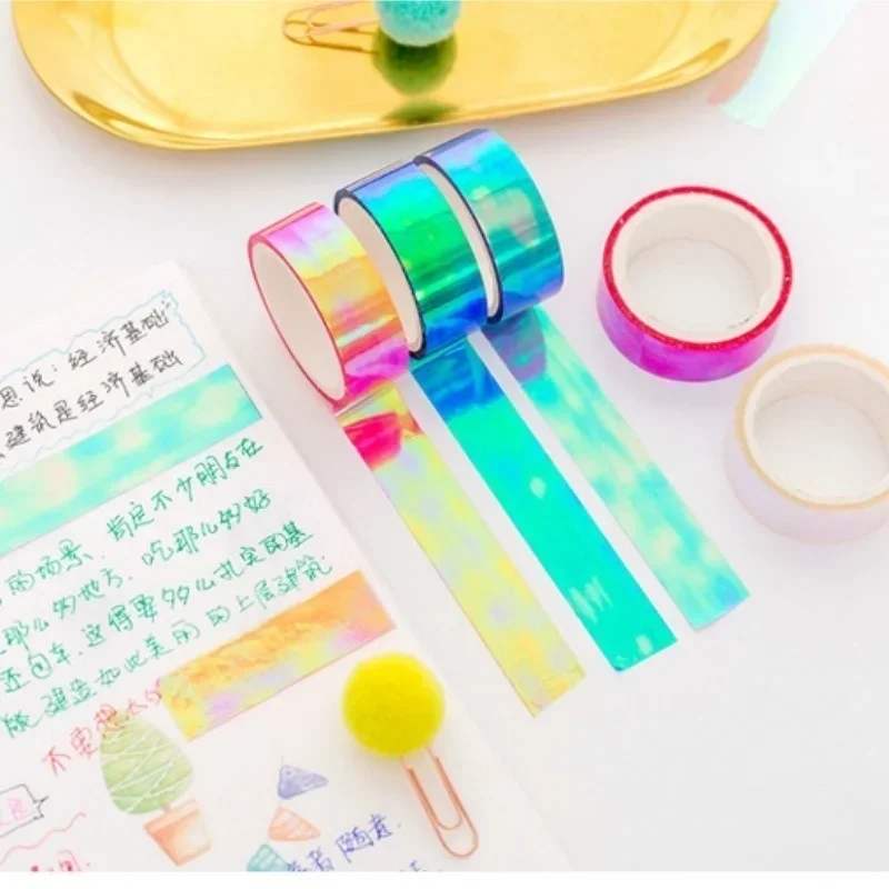 Colorful Shining Rainbow Laser Decorative Adhesive Tape DIY Scrapbooking Sticker Label Handmade Decorative Tape