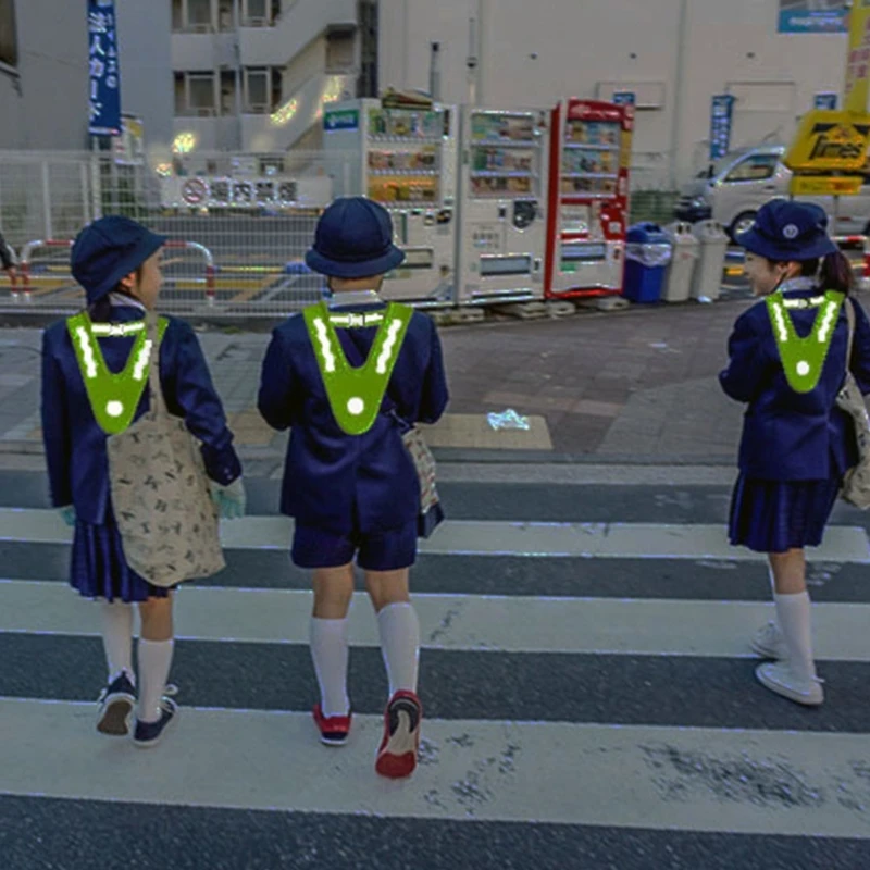 Chaleco seguridad en forma para niños, fluorescente amarillo, ciclismo carretera nocturno libre G7ND