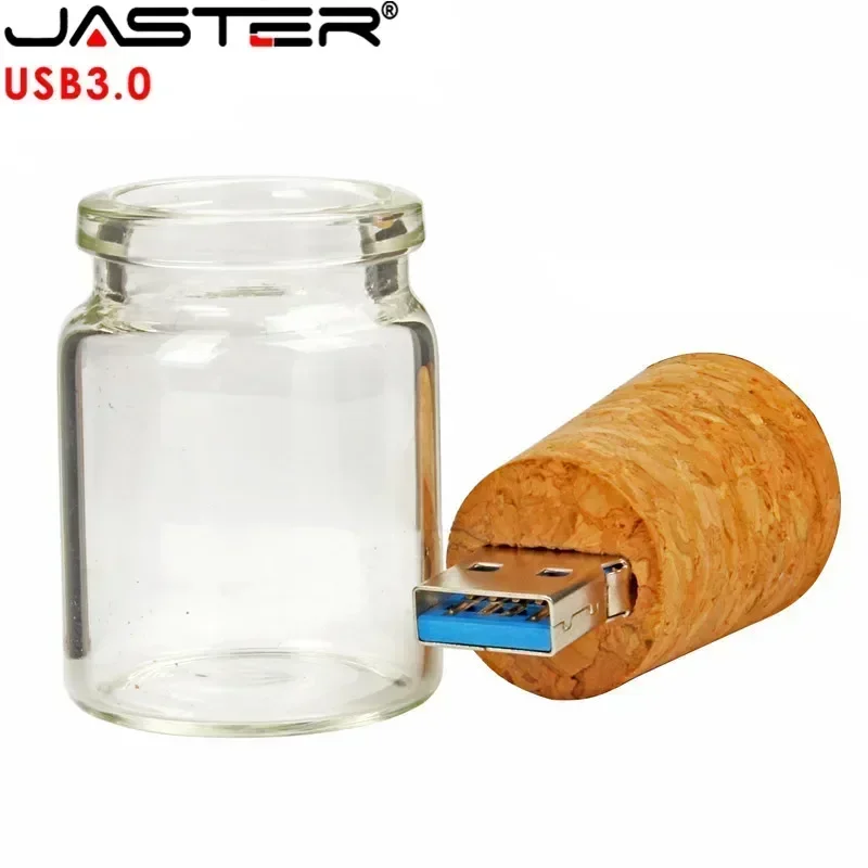 JASTER USB 3.0 U Disk Glass Drift Bottle With Cork Flash Drive Pendrive 4GB 8GB 16GB 32GB 64GB 128GB Wedding Gift (Free Logo)