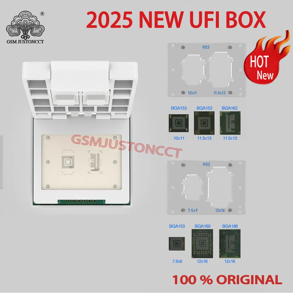 Nuevo Juego de cajas UFI/caja de herramientas Ufi + enchufe EMMC compatible con FBGA 153/169/162/186/221/254 herramienta de servicio completa EMMC