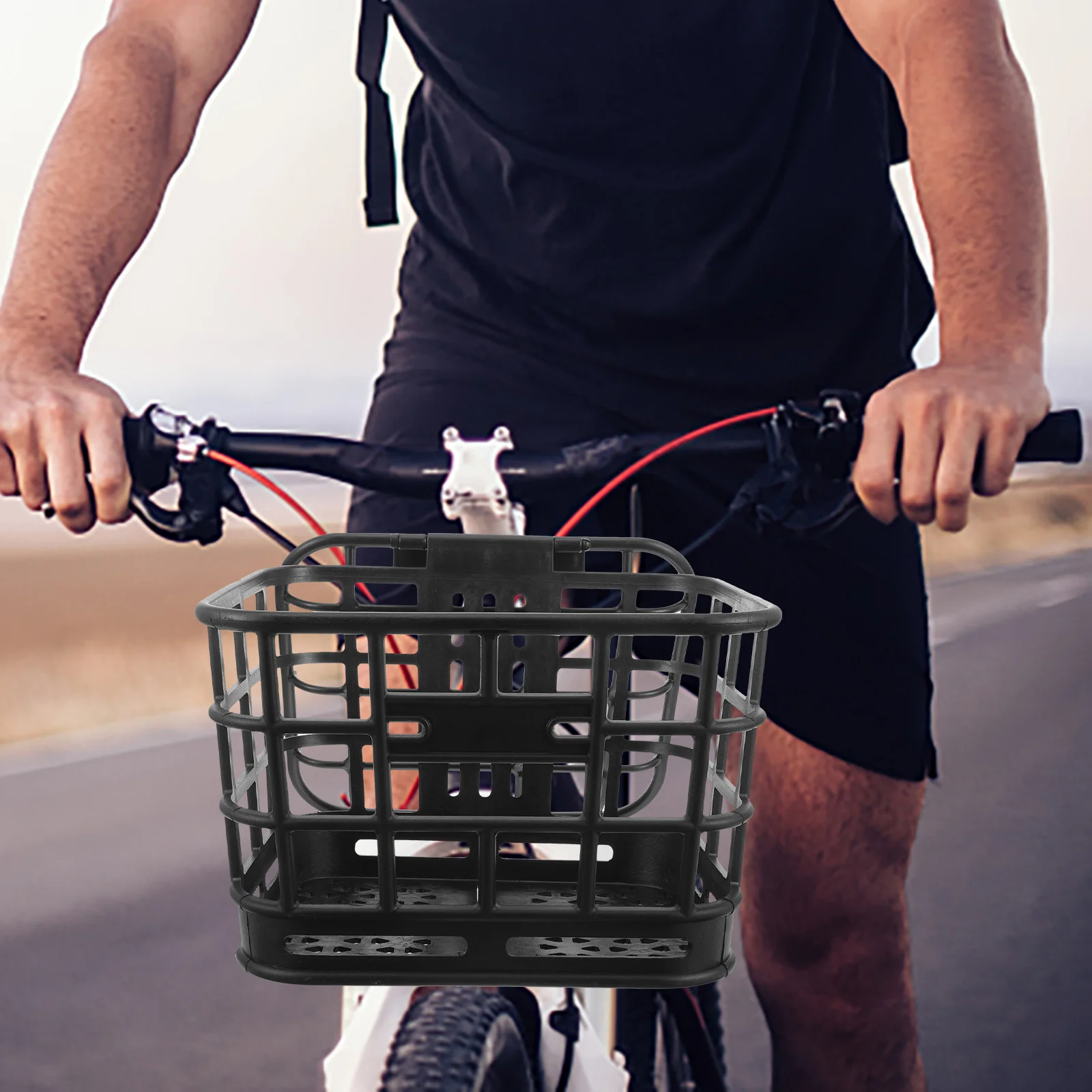 

Bike Basket Plastic Front Durable Large Capacity Sturdy Handlebar Mount Cycling Storage Basket for Vegetables Adults Electric