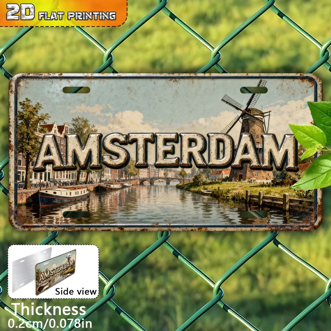 2D Flat, 1pc Vintage Amsterdam - Home Office Logo review and price