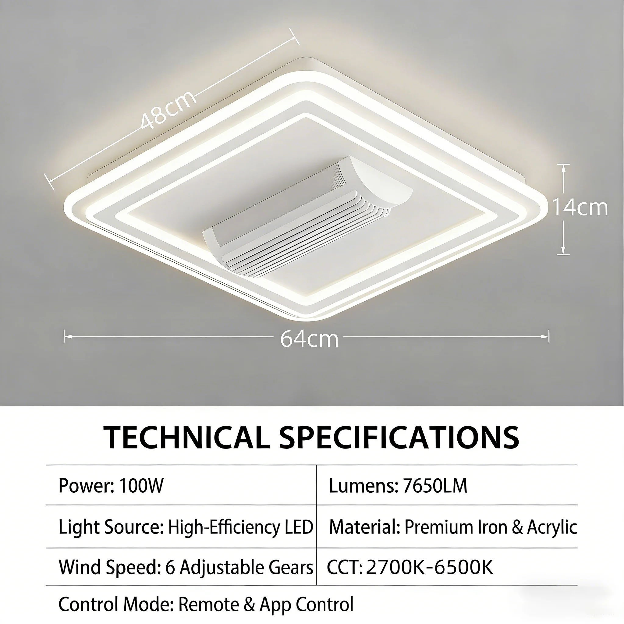 Jelena Blattloser Ventilator mit Licht Unsichtbarer LED-Deckenventilator für Innenräume Intelligenter Schlafzimmer- und Wohnzimmer-Ventilator mit Fernbedienung Hängelampe – Detail 8