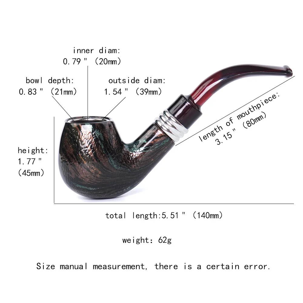 RUSolid Wood Traditional Style Nature Tobacco Handmade Ebony Wood Smoking Durable Pipe Gifts Smoking Accessories Tobacco Grinder