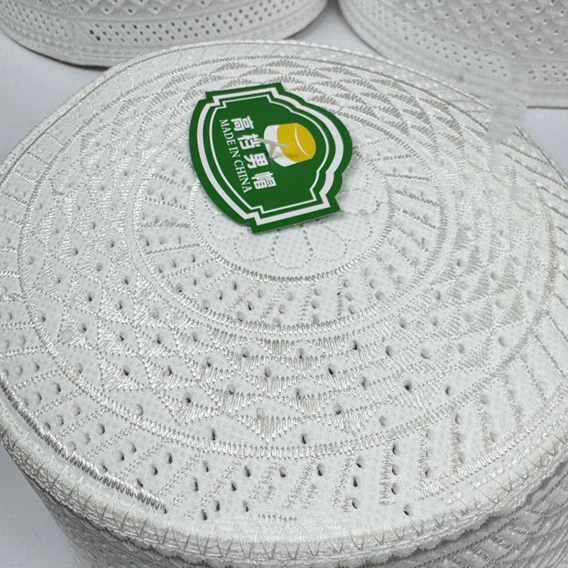 Muslim Caps For Men Clothing Free Shipping Hat Turkey Tax Kippa Kufi Saudi Islamic Prayer White Embroidery Mesh Summer 03500