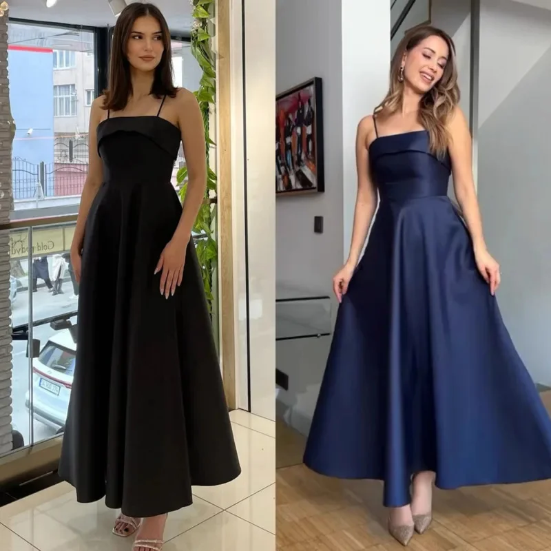 

French Vintage-inspired Satin Slip Evening Gown Summer New High-Waisted A-Line Maxi Skirt Elegant Women's Wedding Guest Dresses