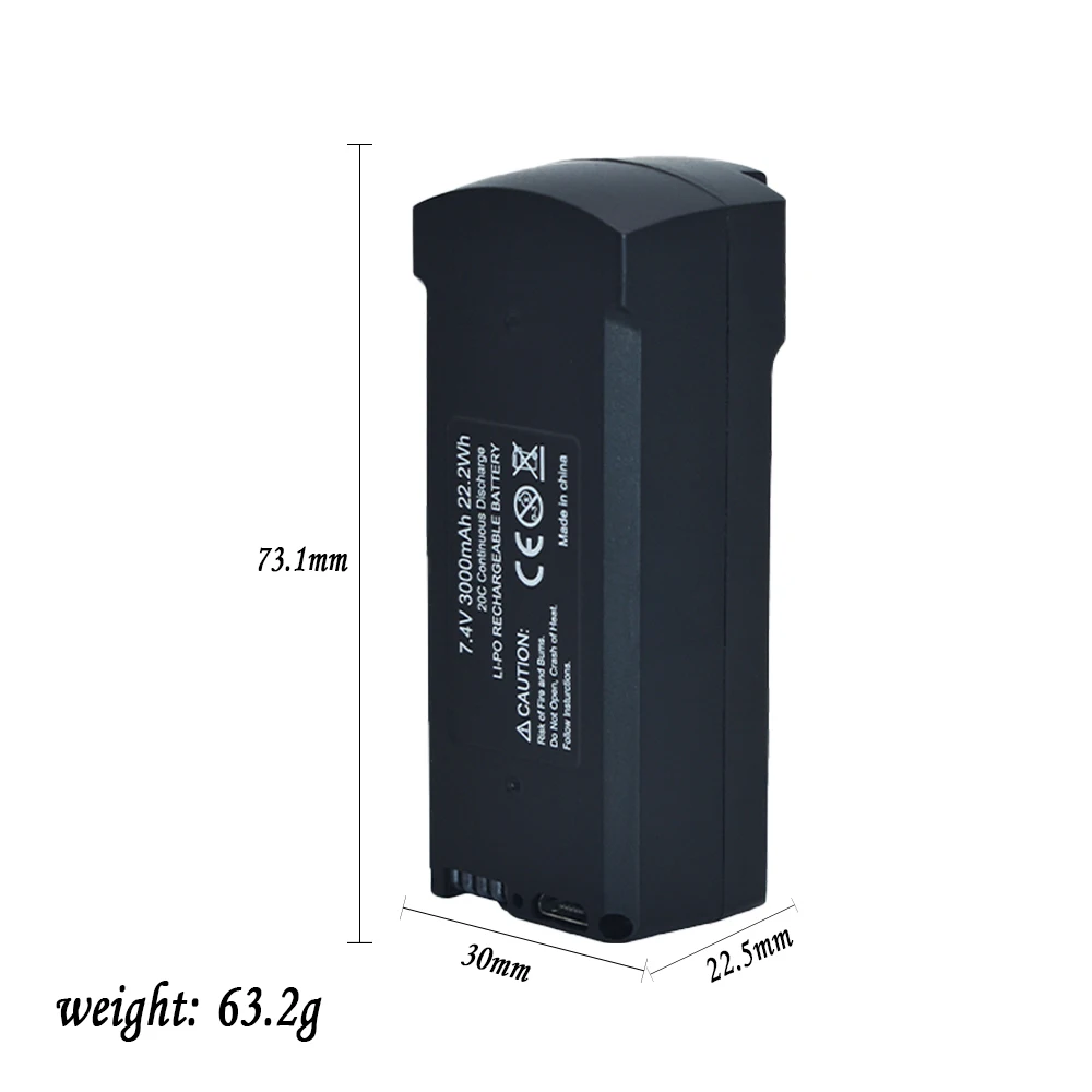 GPS V198 7.4V 3000mAh Bateria RC Czterostronny samolot V168 PRO MAX 3.7V 2000mAh Bateria zapasowa do drona z akcesoriami do ładowania