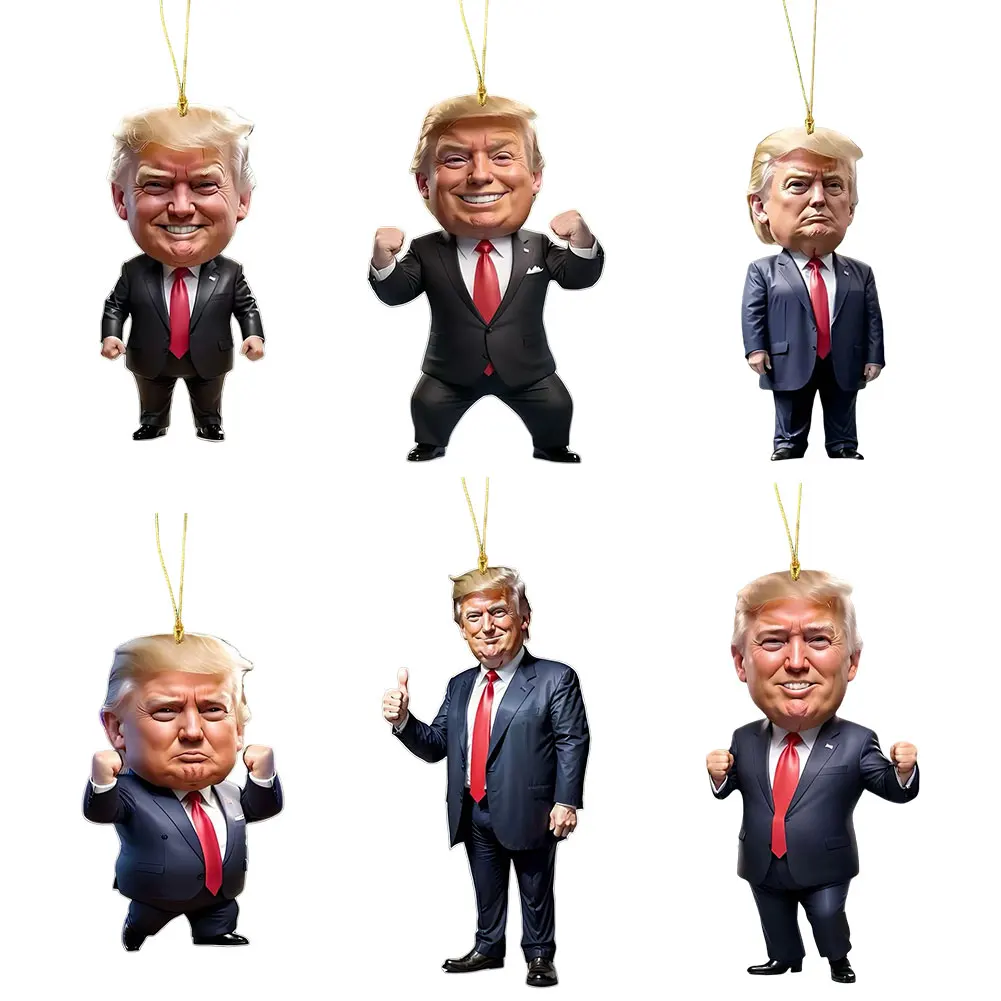 Donald Trump Christmas Ornament Acrylic Christmas Trump Ornaments 2024 Christmas Tree Pendant for Car Xmas Tree Decorations