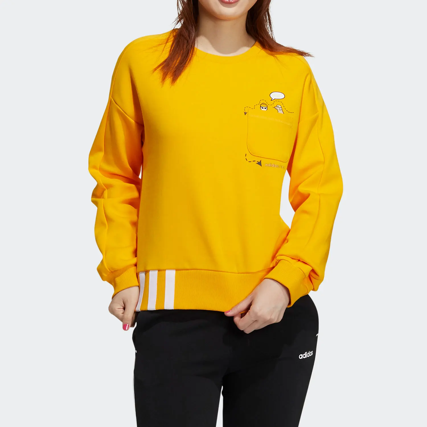 

Adidas подлинная женская простая повседневная свободная толстовка с круглым вырезом NEO HG6588