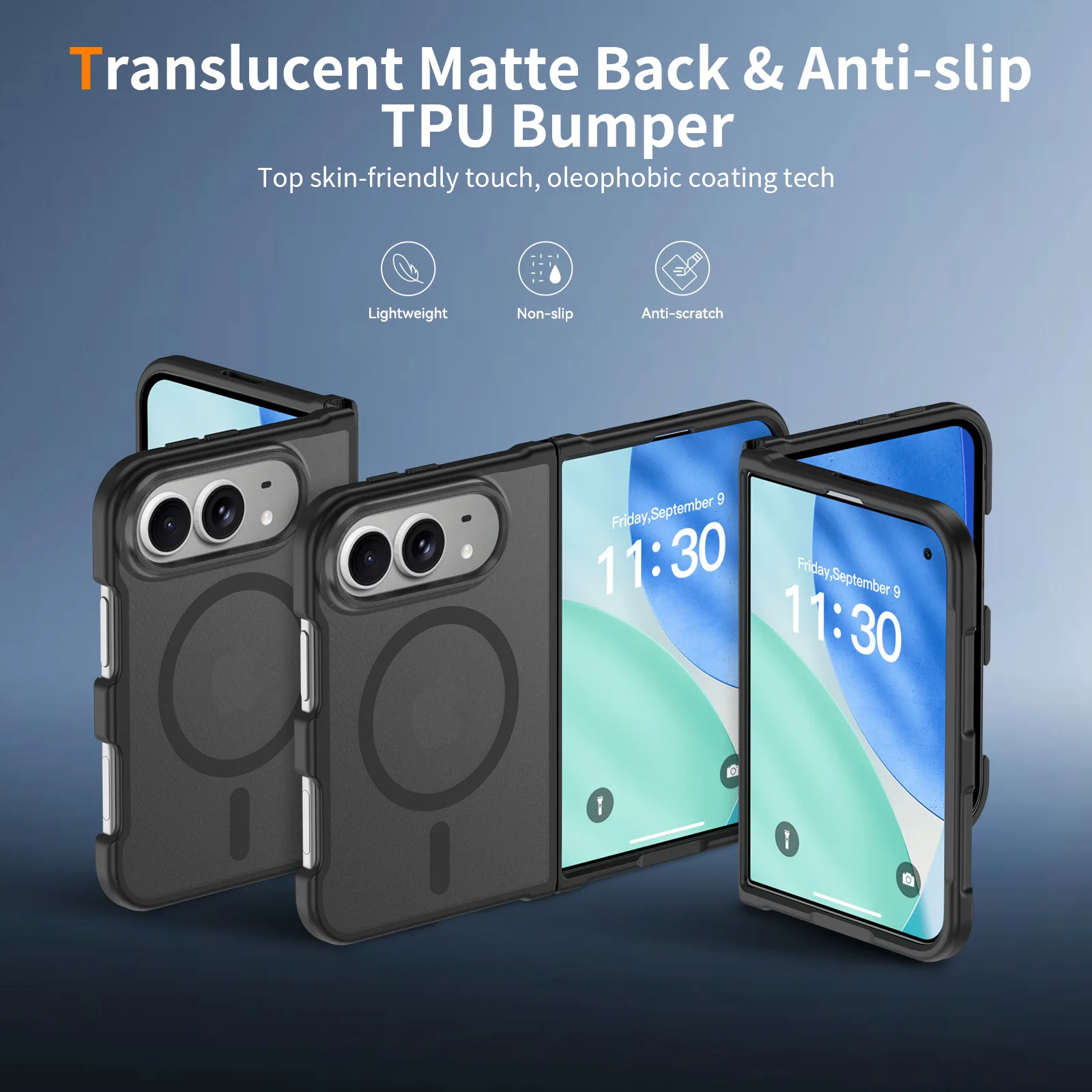 Für iPhone Duo Hülle Leistungsstarke Magnetische Saugkraft Hartschale TPU+PC Matt Anti-Sturz Handyhülle Transluzent Mattiert – Detail 9