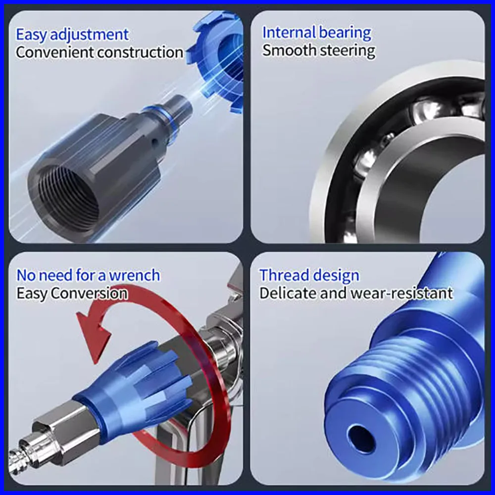 ماكينة رش بدون هواء تمديد قضيب دوار مشترك رذاذ فوهة اتجاه الضابط رذاذ زاوية 360 درجة الملحقات