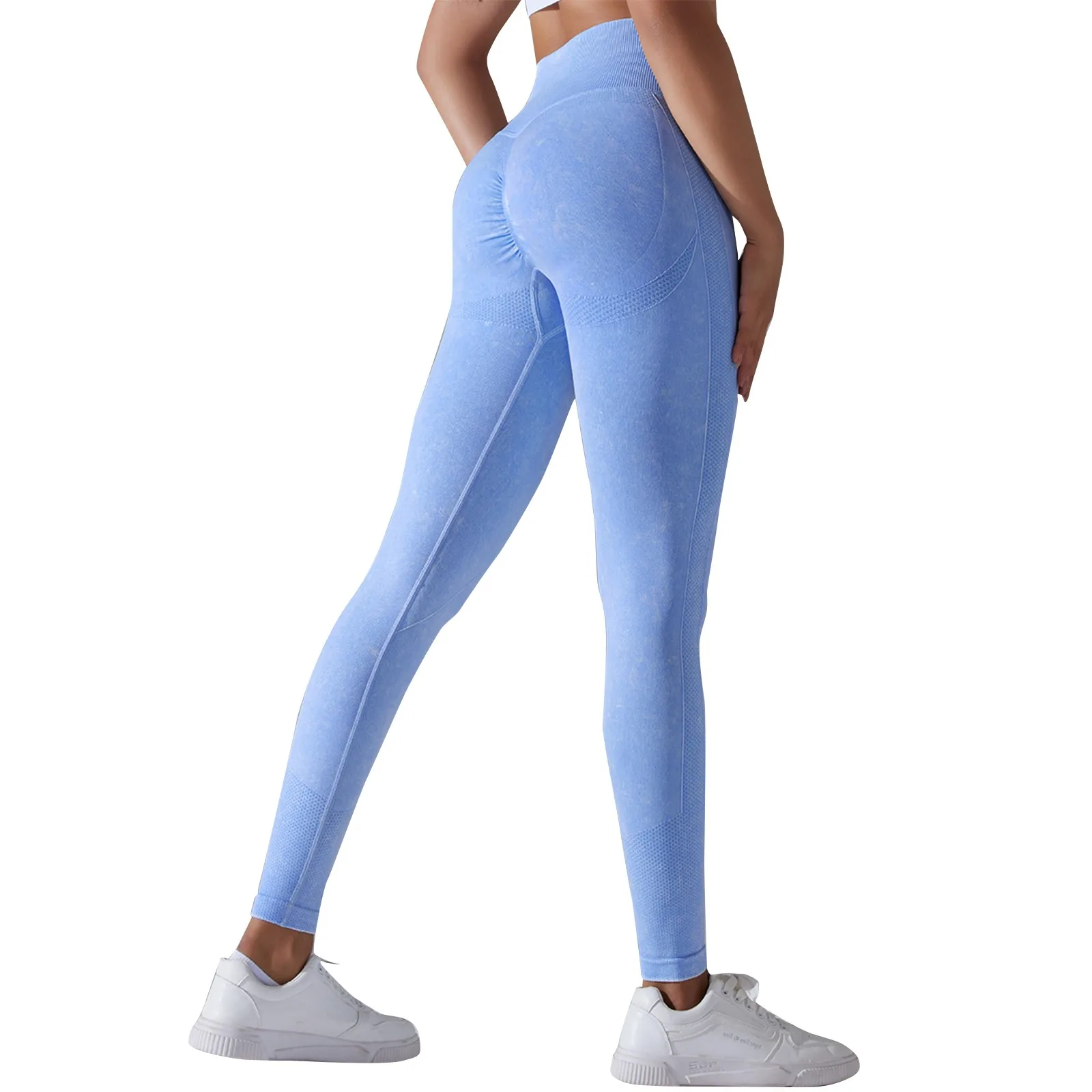 Ladies Solid Color Elastic High Waist Slim Leggings Yoga High Elastic Sports Fitness Leggings Hip Running Training Pants