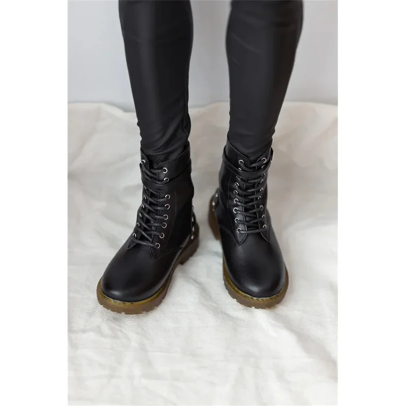 BJD/SD دمية الأحذية اللعب عالية الجودة الأولاد ID75 1/3 1/4 أسود براون جولة تو الجلود لينة سوليد حذاء من الجلد الهدايا إكسسوارات دمي #2