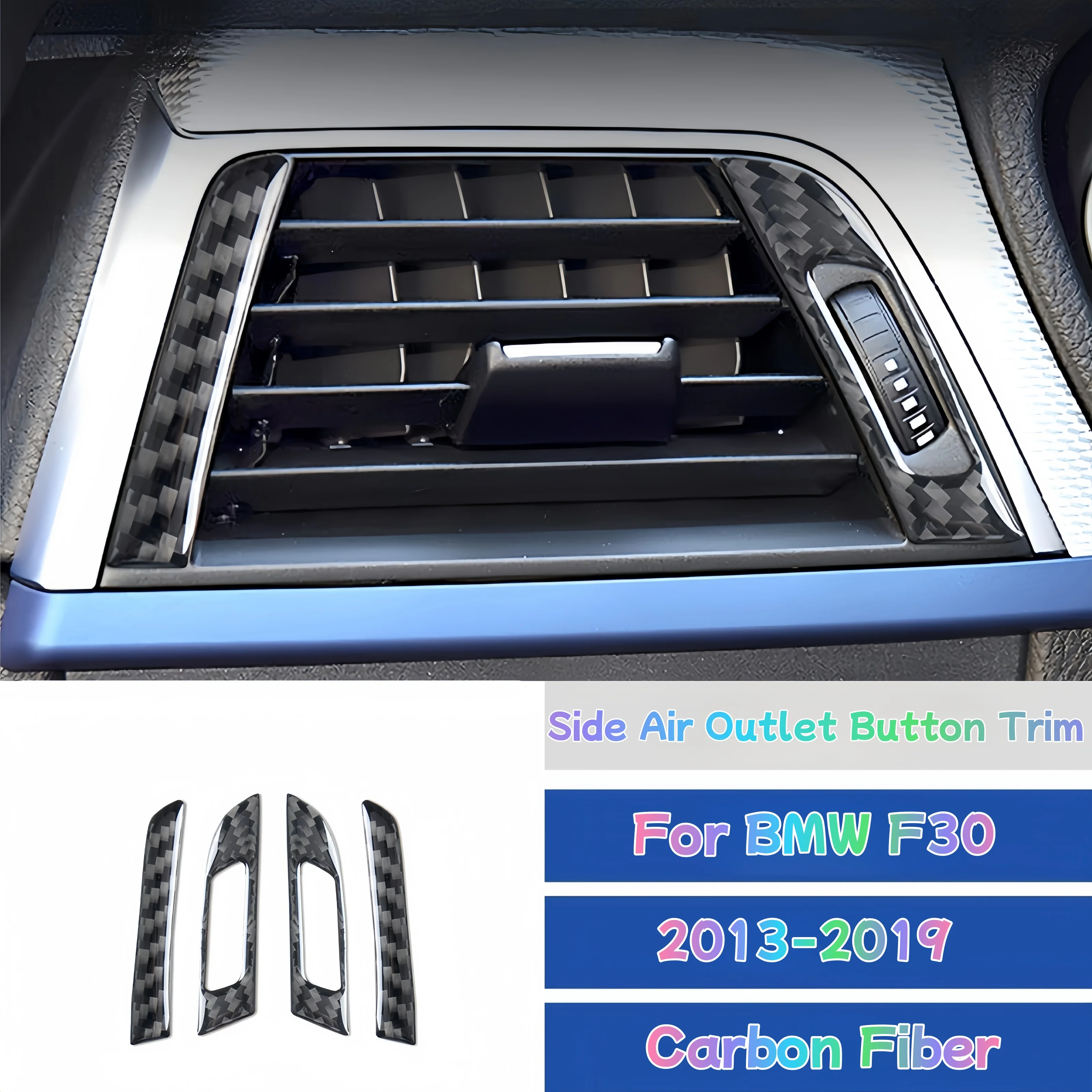 For BMW F30 3 Series 2013-2019 Accessories Carbon Fiber Car Interior Front Air Outlet Roller Decoration Cover Trim Stickers