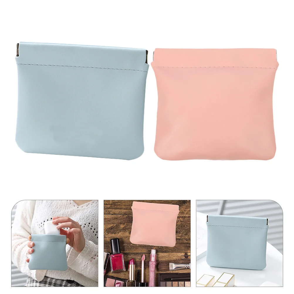 

2Pcs Mini Makeup Bags PU Small Pouches Portable Lipstick Case Coin Purse Travel Organizer for Purse Girls Women