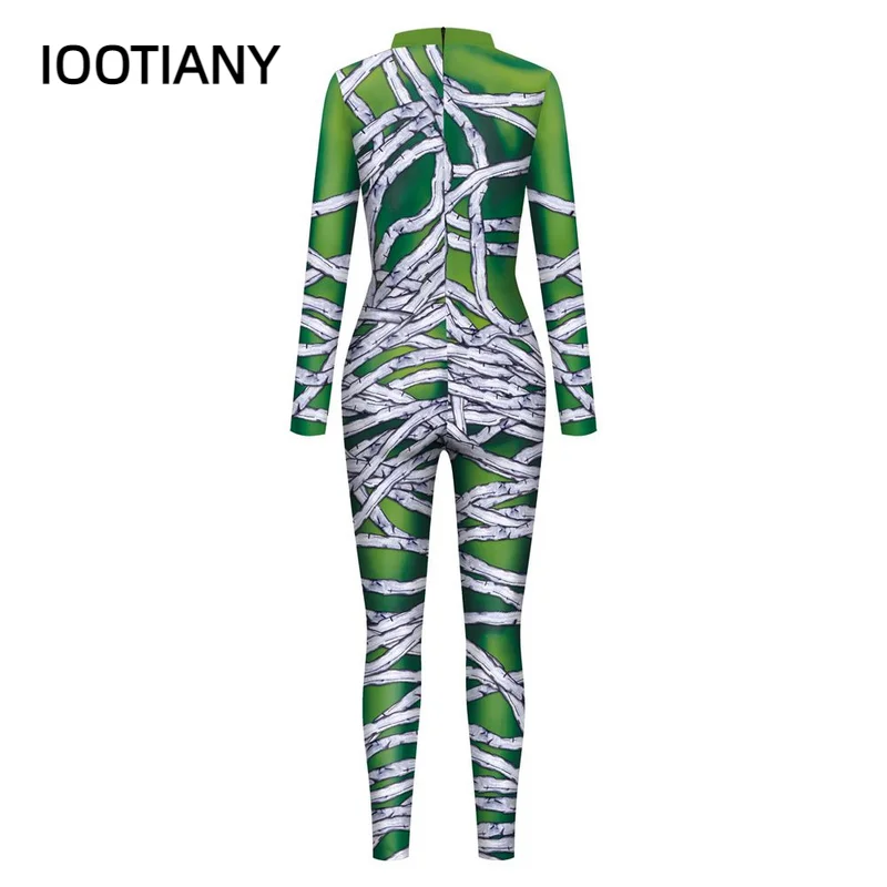 IOOTIANY Funny Body Bandage 3D Print Women Sexy Jumpsuit Adult Cosplay Costume Party Jumpsuits Carnival Bodysuit