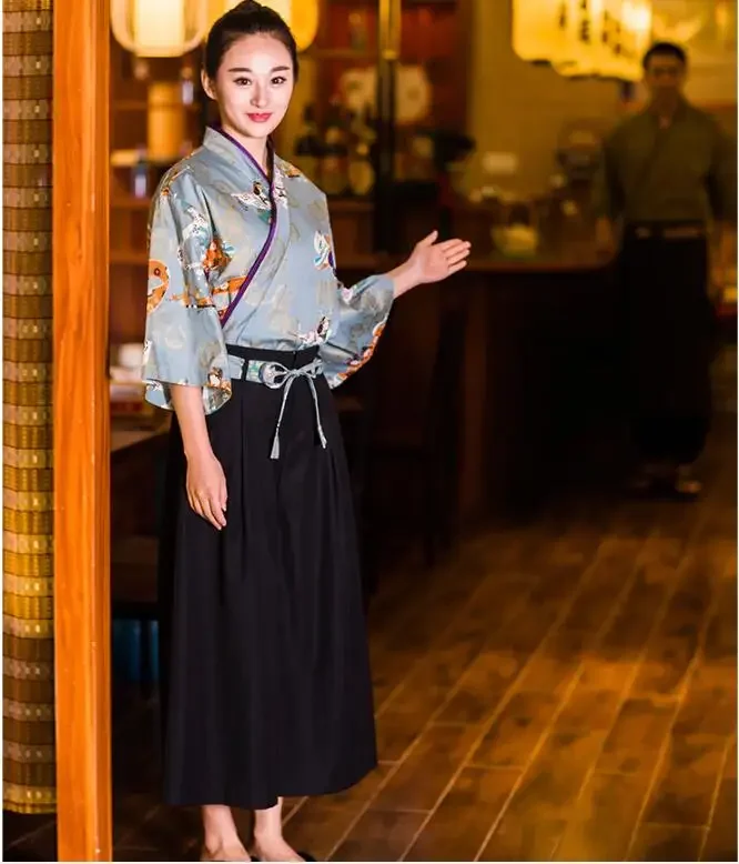 Uniformes de réceptionniste de Cuisine japonaise pour femmes, costume de travail de Restaurant, de Sushi, serveur d'hôtel, printemps