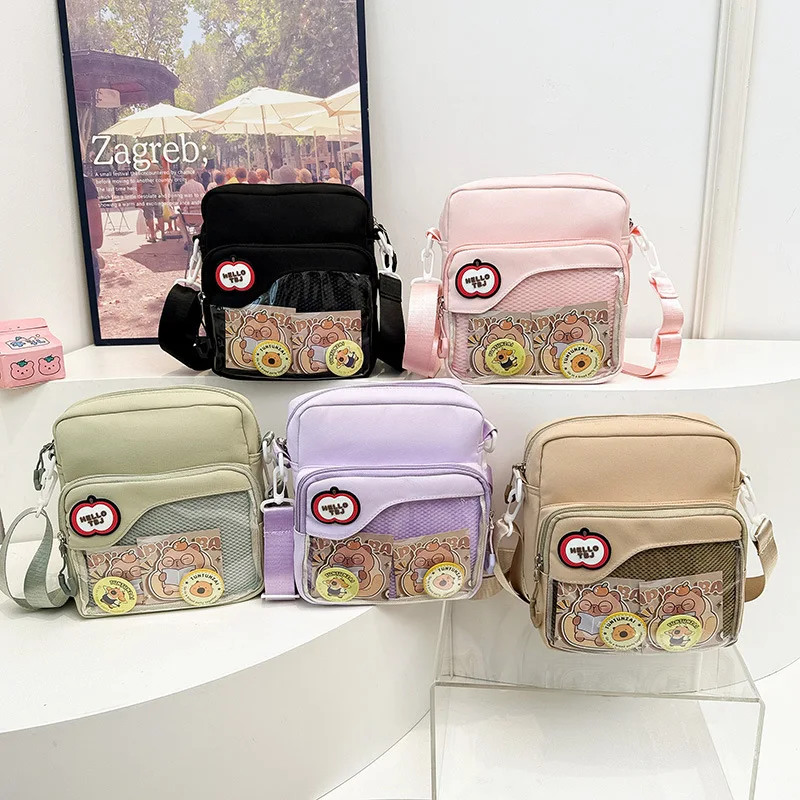 

New Cute Girl Kawaii Ulzzang Harajuku Ita Bag Casual College Style Transparent One-shoulder Mobile Phone Crossbody Bag