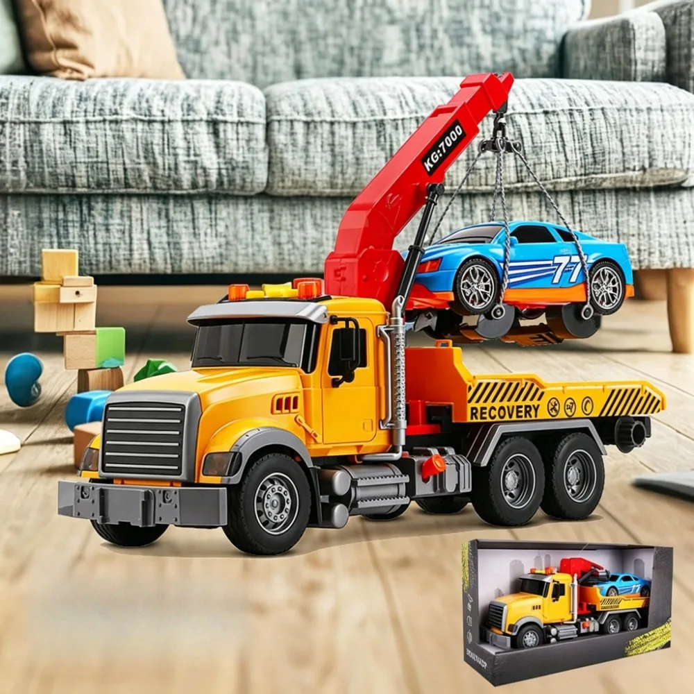 Modèle de véhicule de simulation, remorque, avec barre de traction télescopique rotative, capable de glisser sur des rampes inclinées pour camions, matériau ABS, idéal comme cadeau pour la famille et les amis
