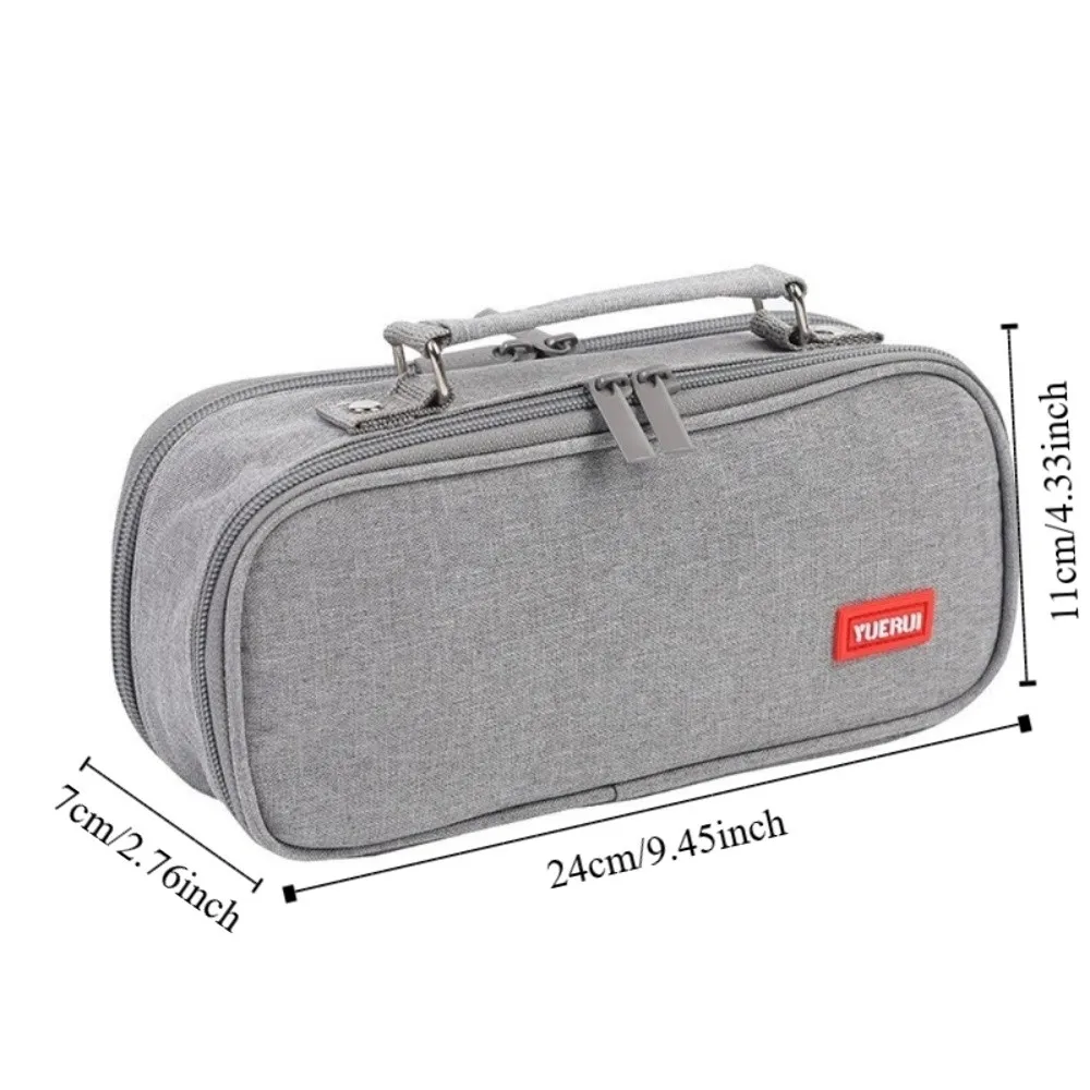 Portable Canvas Pencil Bag Handheld Thickening Large Capacity Stationery Bag Multi-functional 5 Layers Storage Box School