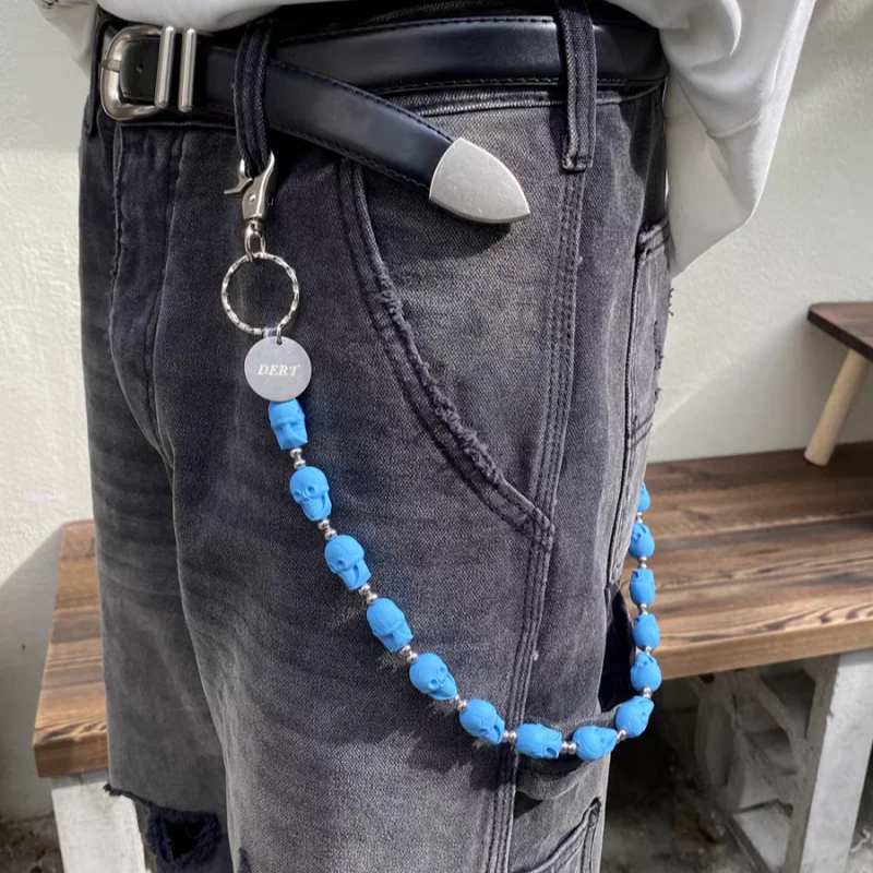 

Blue Acrylic Skull Pants Chain Man Ma'am One's Waist Fashion luxurious Metal Accessories Hip Hop Punk y2k Key Chain