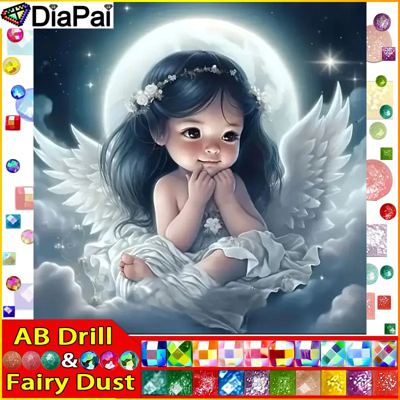 

DIAPAI Fairy Dust AB полная алмазная вышивка "Девушка Луна" алмазная живопись вышивка крестиком узоры горный хрусталь незавершенный дом
