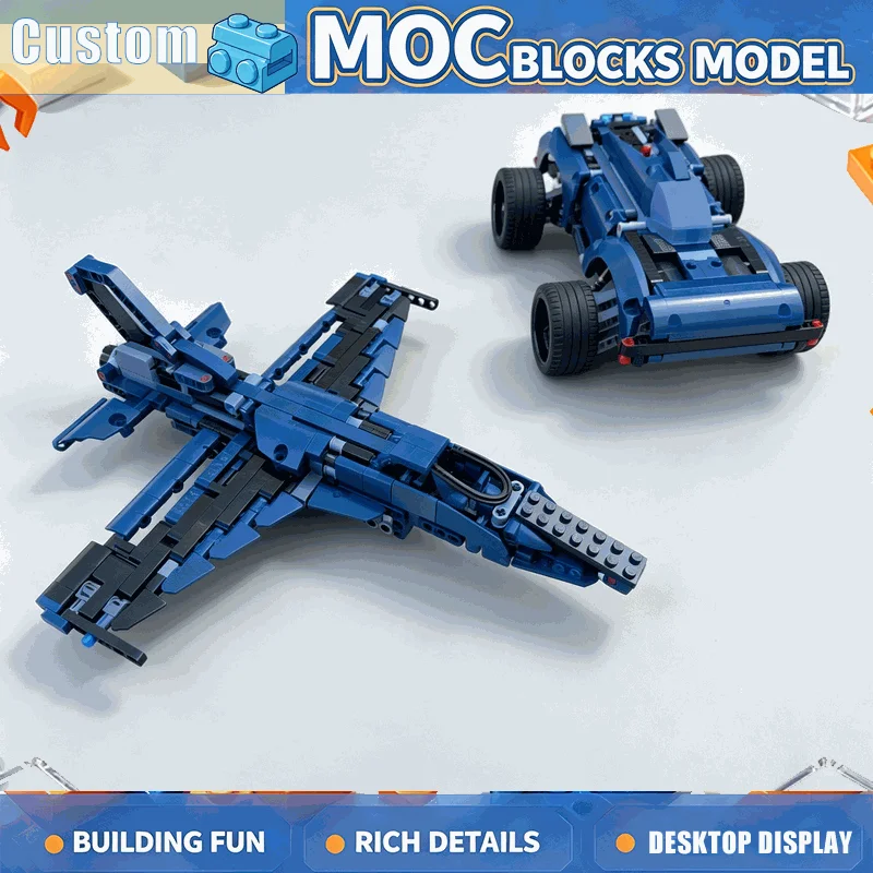 1399PCS Twin Jet Aircraft And Service Truck Building Blocks Aviation Vehicle Model DIY Assembly Creative Collection Display Gift