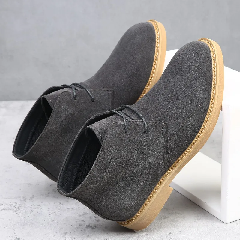 Large Men Chelsea Boots Suede Pointed Simple Stylish Breathable Suitable for Young People's Business Short Boots Couple Style