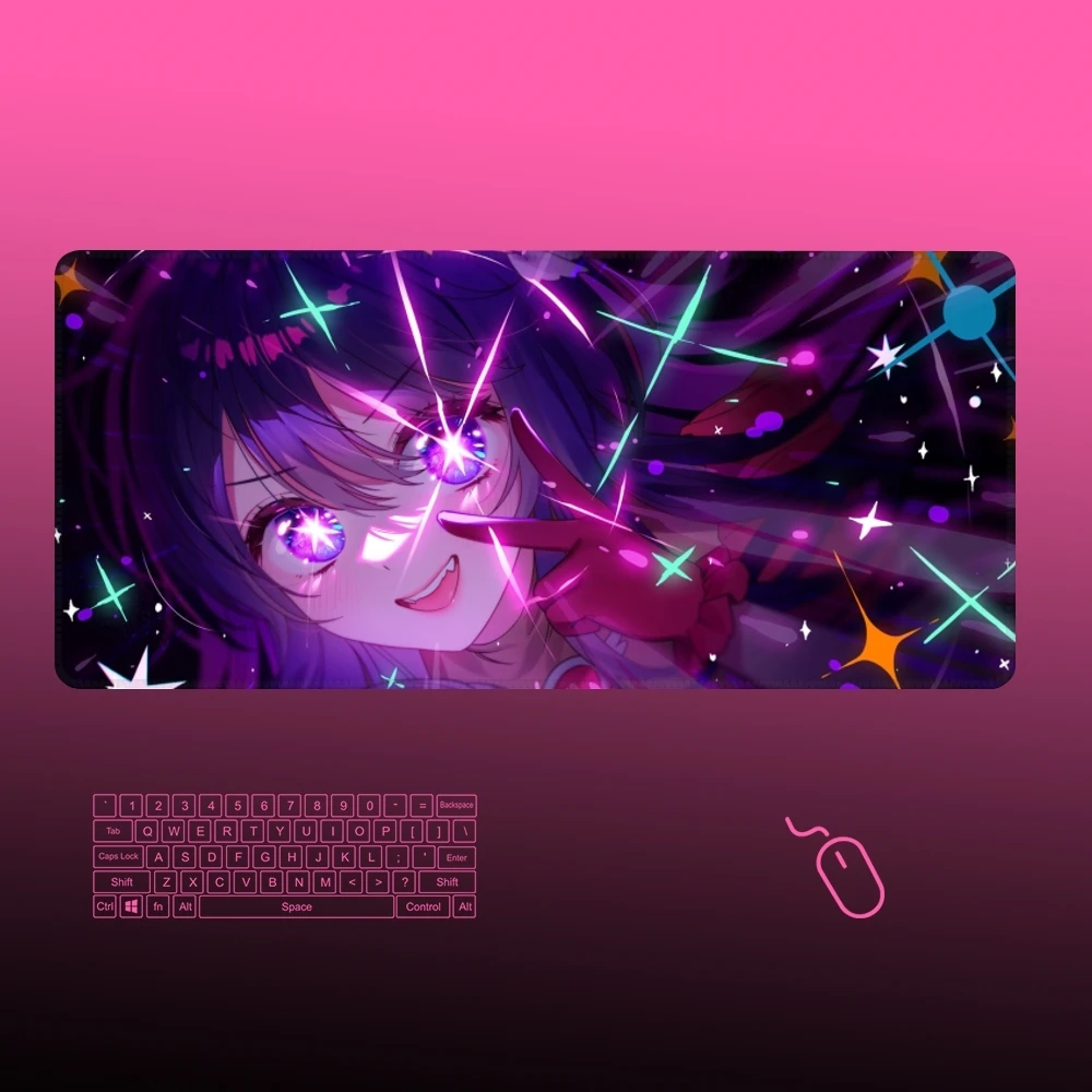 Oshi No Ko Mouse Pad Gamer Large Rubber Art Gaming Mouse Pad Locking Edge Big Computer Mousepad Kawaii Laptop Desk Mat