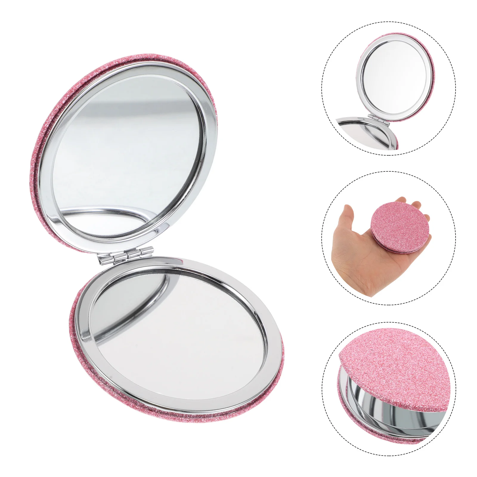 حقيبة يد بمرآة زينة قابلة للطي، مدمجة للمحفظة اللامعة مزدوجة الجوانب، محمولة باليد