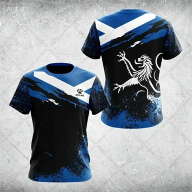 Unisex Quick Dry Polyester Short Sleeve T Shirt Abstract Cross Lion Element Splash Ink Print Street Casual Sport Training Top