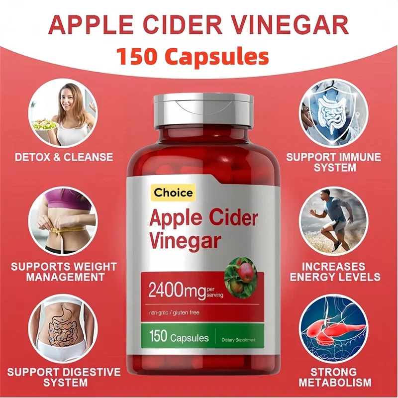 2400 ملغ كبسولات نباتية لخل التفاح كيتو كبح كرافينج شكل الجسم إدارة الوزن التمثيل الغذائي وإزالة السموم Glp -1