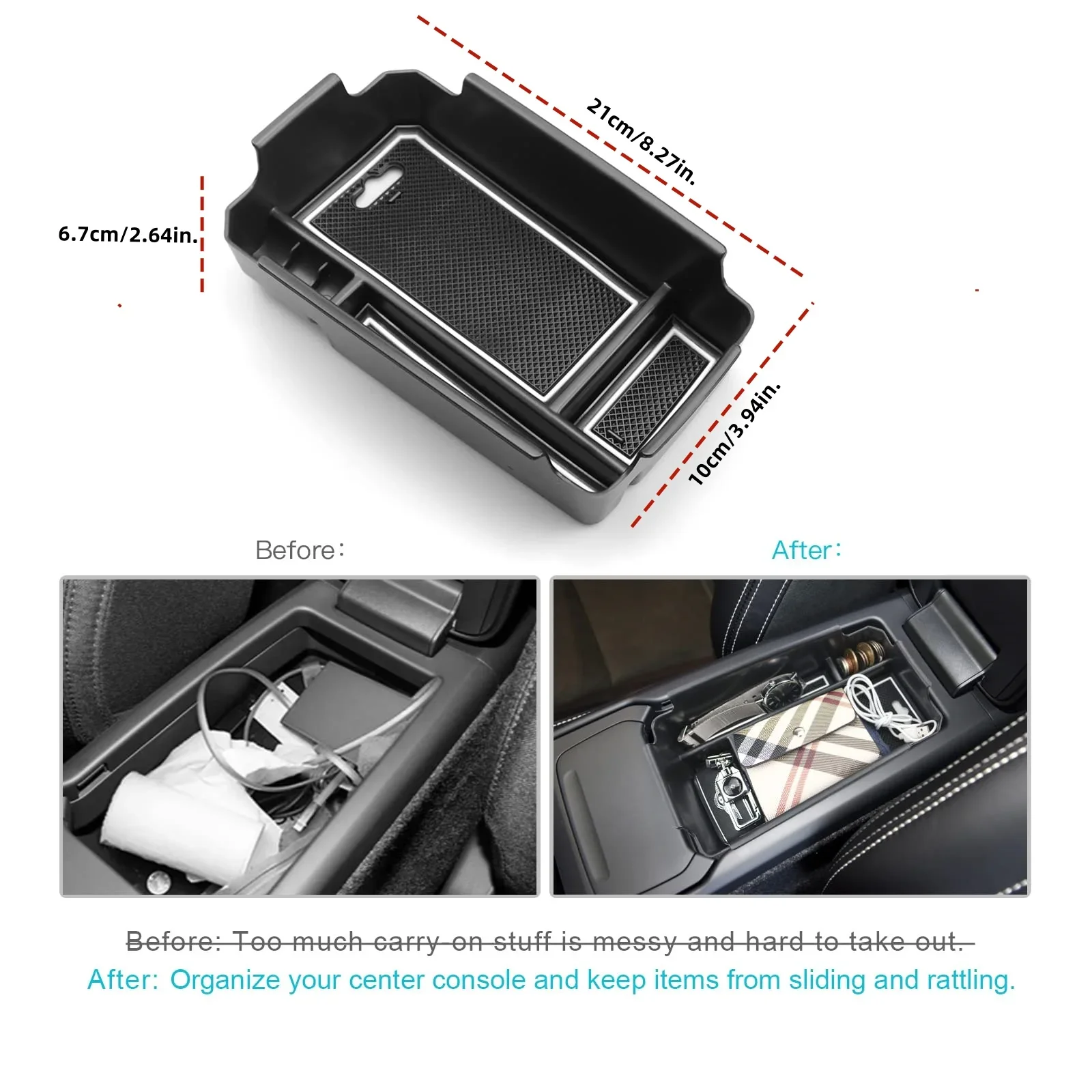 Center Console Organizer For Volvo XC40 2019 2020 2021 2022 2023 2024 Accessories Armrest Insert Secondary Storage Box