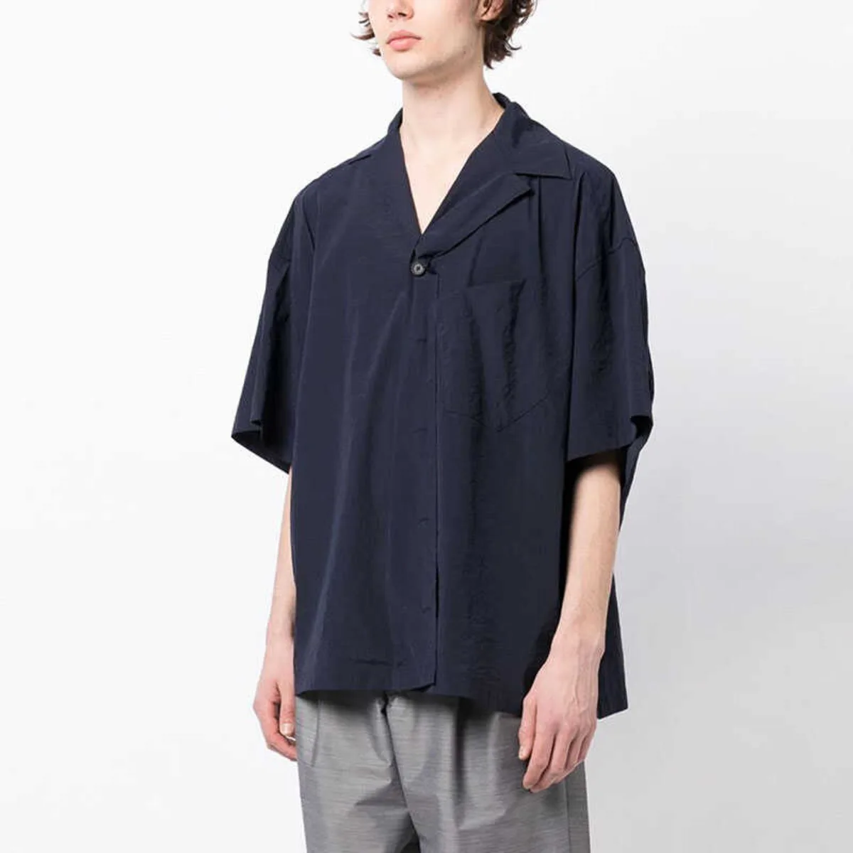 Kolor Japanese Pocket Short Sleeved Shirt Quick Drying Loose Fit Cuban Collar Ultra-thin Shirts
