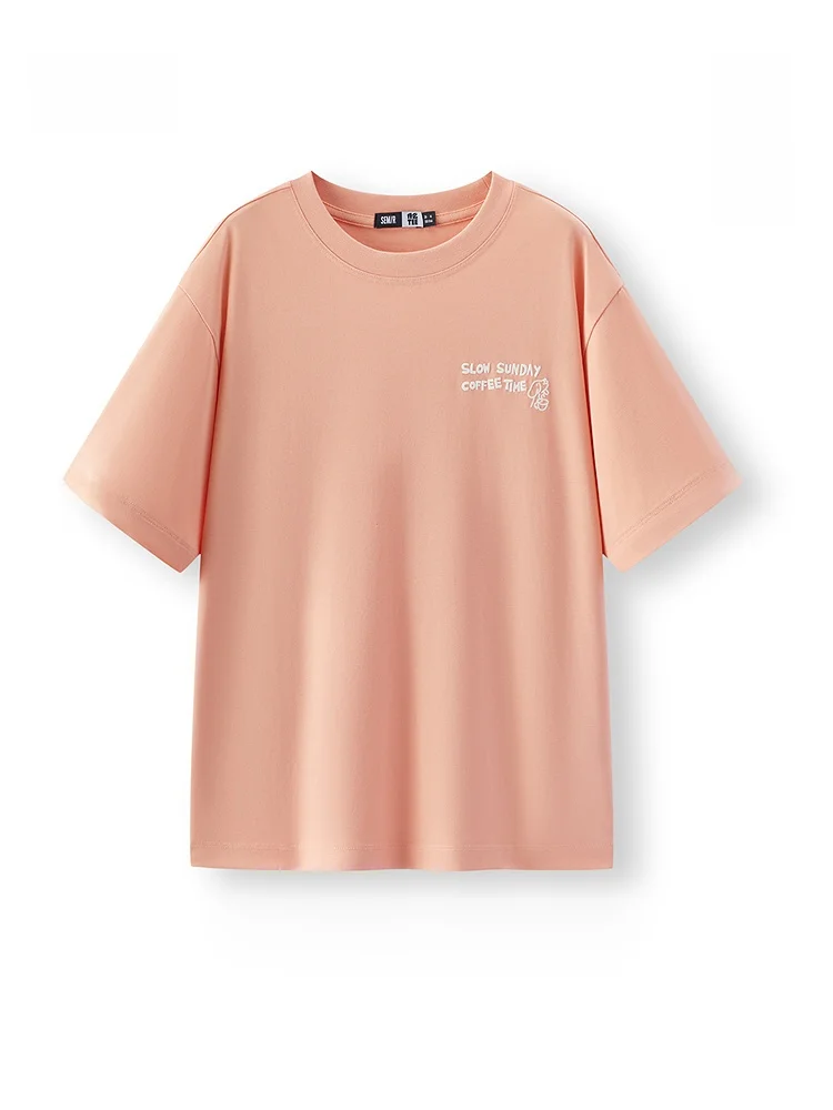 

Semir Women's ort Sve T-irt Summer Embroidered Print Loose oulder Fun Casual Cotton Polyester Blend round Ne Top