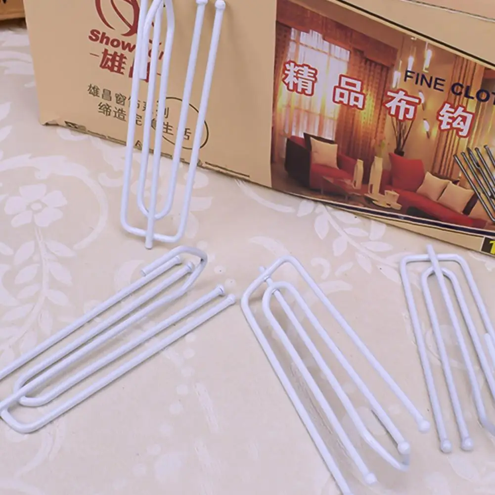 10Pcs/Set Four-Claw Hooks  Practical Four Prong Curtain Pleater Tape Hooks  Metal Sunblind Hooks