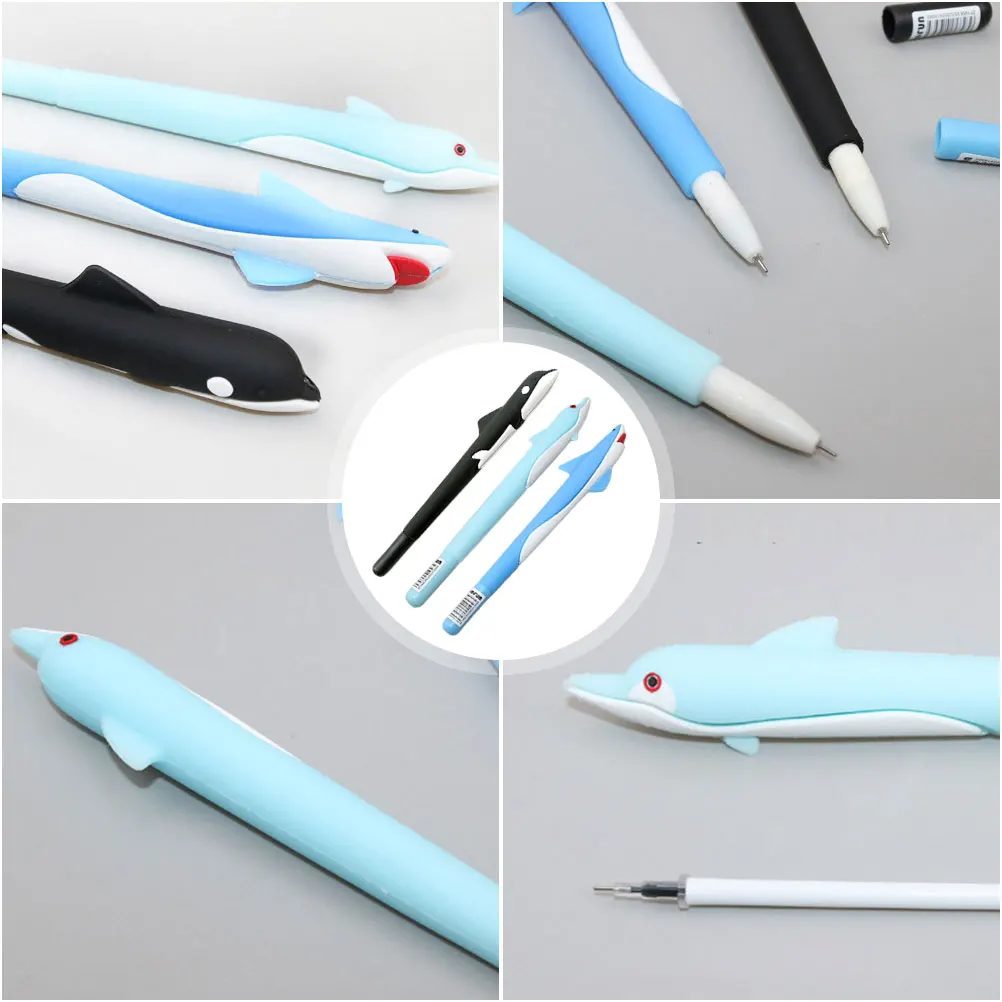 

12pcs Gel Pens School Supplies Students Stationery Dolphin-Shaped Gel Pens Cute Design Writing Fun Gifts