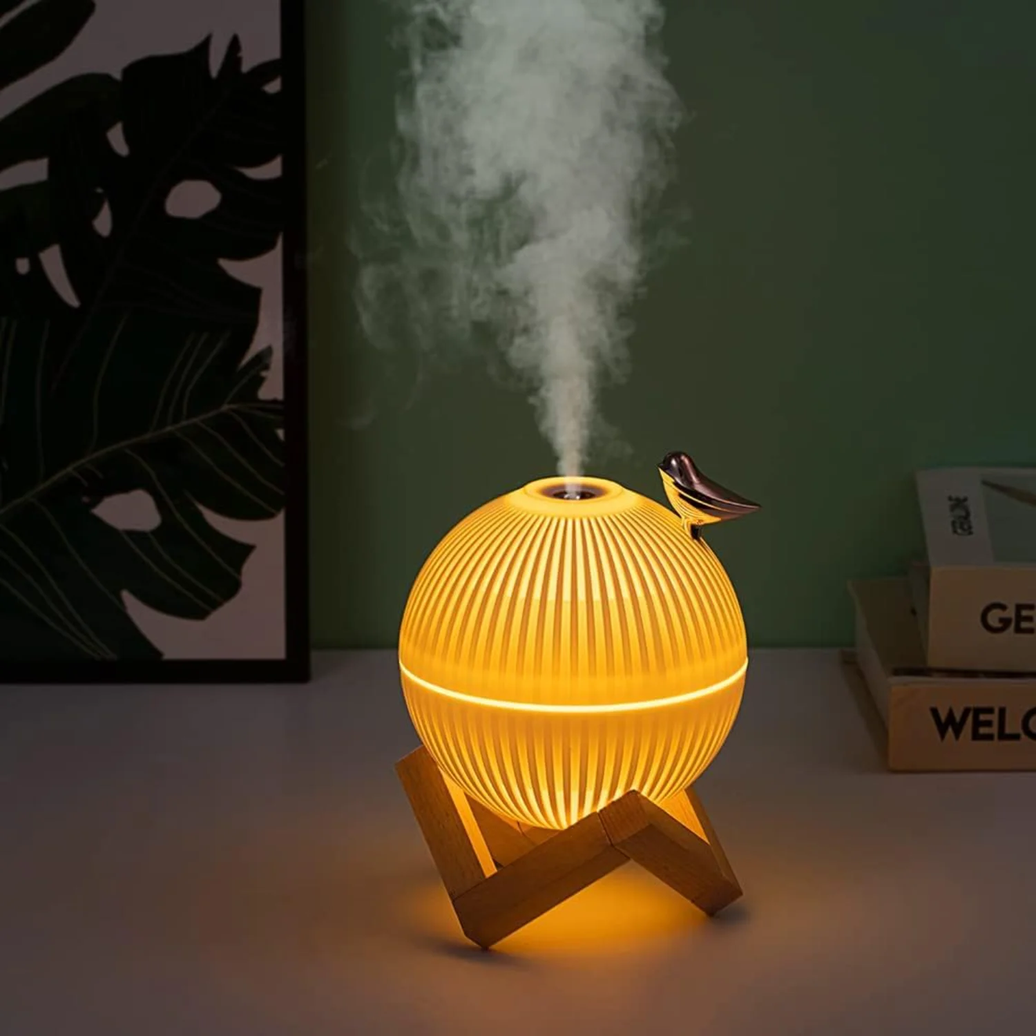 

Cool Mist Mini Humidifier. Cute Portable Small Air Humidifier with USB for Bedroom Desk Plants & Baby Nursery. Moon Lamp USB Ult