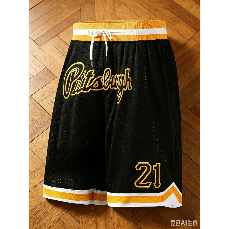 Basketball Sports Shorts No.21 Pattern Breathable Quick Drying Shorts Fashion Street Wear Style Summer Men Casual Shorts