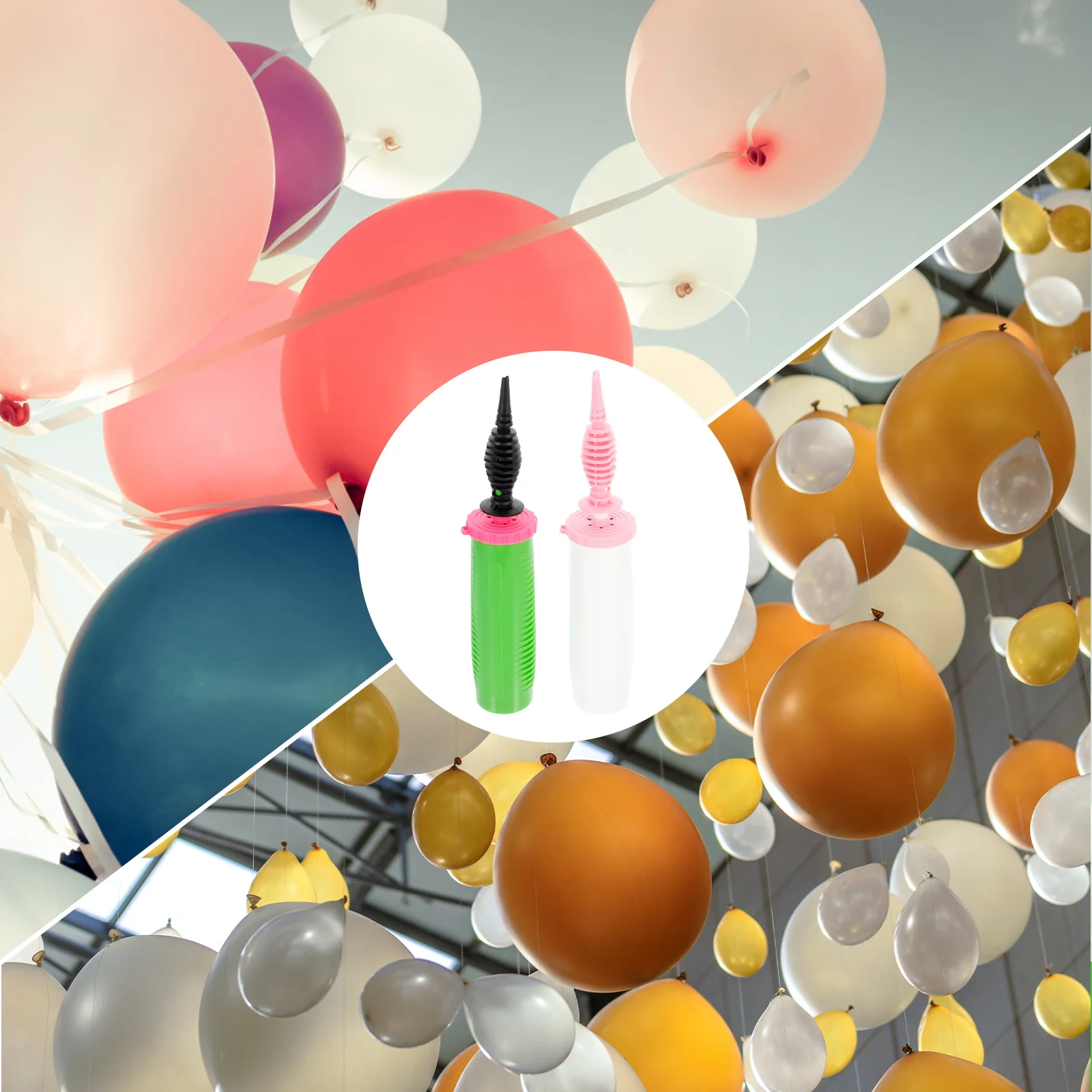 

2 Pcs Balloon Inflator Plastic Pump H Portable Pink Green Party Accessories Wedding School Activities