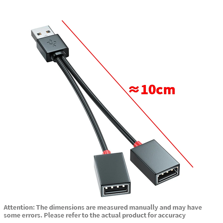 Car Mounted 1 to 2 USB Branching Multi-functional Adapter for Phones, Tablets, and Extended One-drag-two Multi Interface Hubs