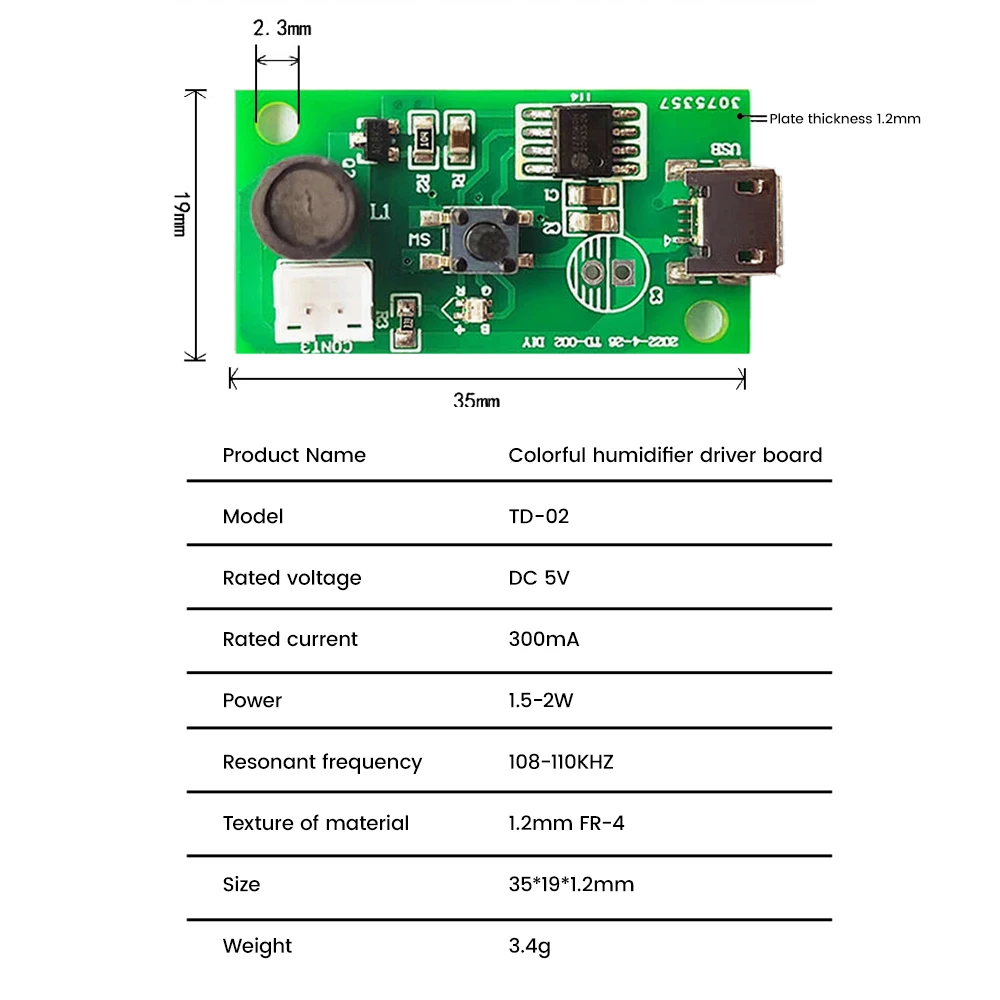 Mist Maker And Driver Circuit Board USB Mini Humidifier DIY Kits Fogger Atomization Film Atomizer Sheet Mini Oscillating